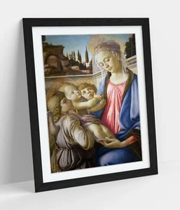 SANDRO BOTTICELLI, VIRGIN & CHILD WITH TWO ANGELS -FRAMED ARTWORK PICTURE PRINT - Picture 1 of 10