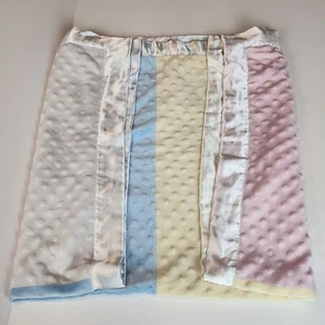 Just Born Minky Dot Pastel Colorblock Baby Blanket Pink Yellow White Blue - Picture 1 of 7