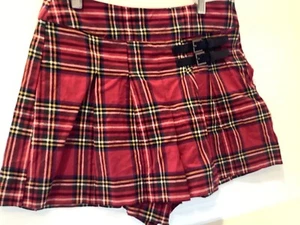 Dangerfield Red Tartan Plaid Skort Red Size 8 With Buckles Girls Ladies Womens - Picture 1 of 13