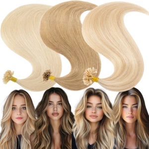100% Remy Human Hair Extensions Nail U Tip Pre Bonded Keratin 1G Ombre Fusion US - Picture 1 of 39