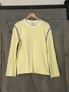 SHORT SENTENCE artsy Long Sleeve Tee Shirt Stripe Cotton Damson Whimsy Top Small - Picture 1 of 10