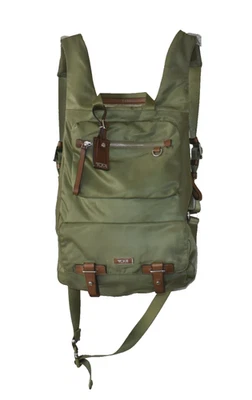 C0 Auth TUMI Green Nylon And Brown Leather Travel Bag Backpack - Image 1 of 4