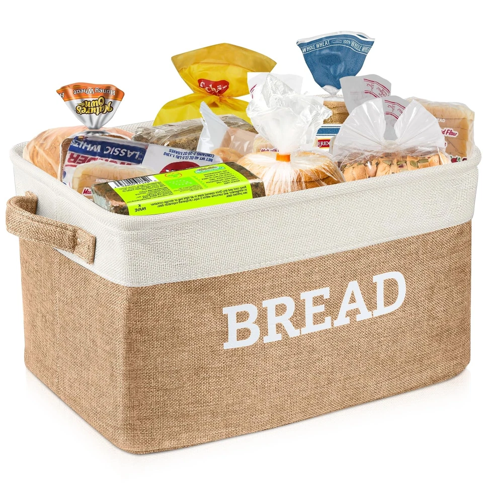 Bread Storage Basket for Kitchen, Foldable Fabric Bread Keeper Bread Storage ... - Image 1 of 4