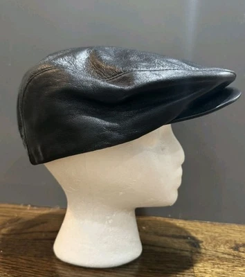 Gorra plana de conducción de cuero de cordero Dobbs para hombre tabbie newsboy talla L negra EE. UU. Foto 1 de 4
