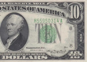 1934-A FEDERAL RESERVE NOTE $10 "ST. LOUIS" (( GEM UNC )) - Picture 1 of 6