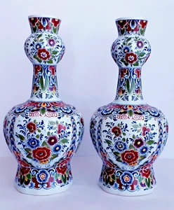 DELFT MULTICOLOR XL GOURD VASE / FLOOR VASE 16.1 INCHES HAND-PAINTED EXCELLENT - Picture 1 of 6