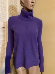 LAUREN RALPH LAUREN 100% 2-FÄDIGER ROLLKRAGEN LILA KASCHMIR PULLOVER GR. S - Bild 1 von 3