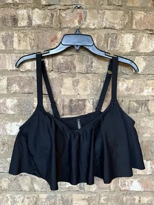 TORRID SWIM Wireless Straight Flounce Bikini Black Ruffle Top Plus Size 1 - Picture 1 of 5