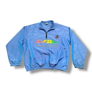 Vintage 90s Surf Style Blue Iridescent Windbreaker Jacket Quarter Zip One Size - Picture 1 of 14