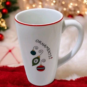 Fitz And Floyd Ornaments Porcelain Coffee Mug Tall  Christmas Happy Holidays 6" - Picture 1 of 11