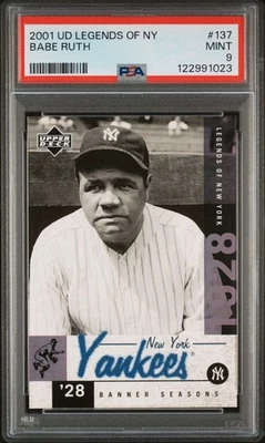 2001 cubierta superior Legends of NY #137 Babe Ruth Hof Pop 1 PSA 9 Foto 1 de 3