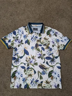 Cactus Man Ricky Singh Polo Shirt Mens XL Floral White Short Sleeve - Image 1 of 4