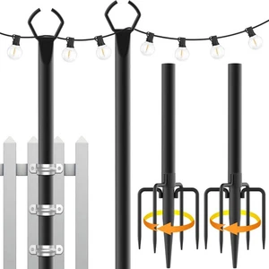 2 Pack String Light Poles,10 Ft Light Poles for Outside String Lights,Outdoor... - Picture 1 of 7