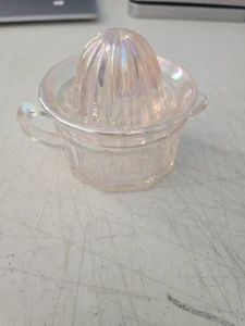 Edna Barnes Vintage Saftpresse Reibahle Karneval Glas irisierend 3" hoch - Bild 1 von 7