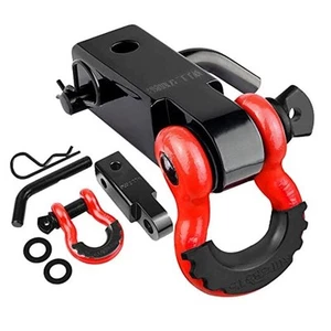 Receptor de enganche de remolque 2", 45.000 libras fuerza a la rotura grillete enganche ROJO-NEGRO - Imagen 1 de 7