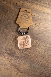 Laser Engraved Roses Wood Keychain / Bag Charm – Made from Hardwood with - Picture 1 of 12