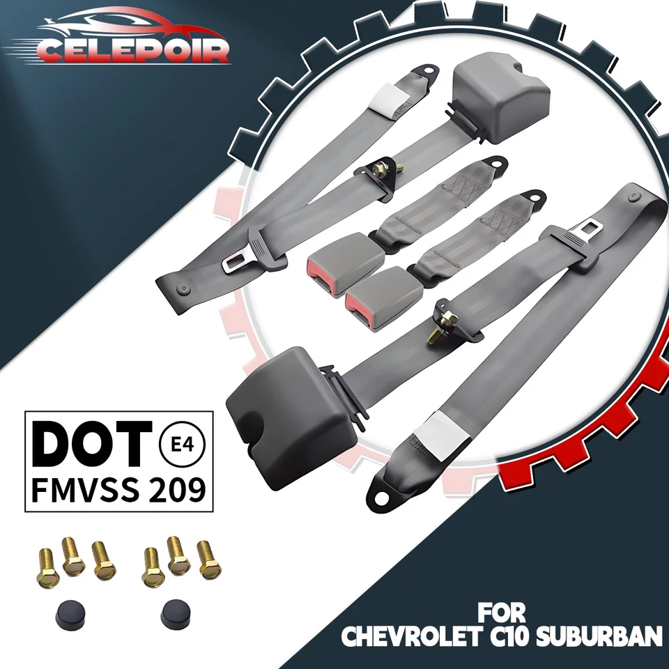 Kit de correa de cinturón de seguridad ajustable de 3 puntos premium 2 piezas para Chevrolet C10 Suburban Foto 1 de 4