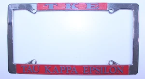 NEW Tau Kappa Epsilon Chrome Metal License Plate Frame TKE College Fraternity NY - Picture 1 of 8