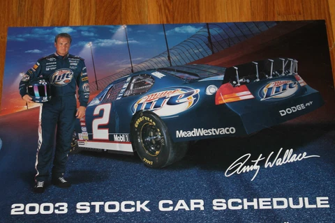 LAST ONE 2003 Miller Lite Rusty Wallace MGD Car Schedule Racing Nascar Poster Cover