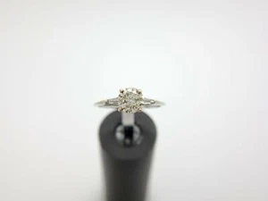 Vintage 14k White Gold Round Light Brown Cognac Diamond Engagement Ring 1 ct - Picture 1 of 6