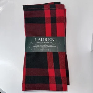 Lauren Ralph Lauren Servietten 4 Stück Jones Point Buffalo kariert rot/schwarz - Bild 1 von 4