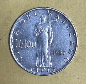 Vatikan 1957 100 Lira Münze - Papst Pius X11 - Bild 1 von 2