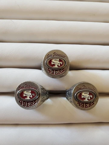 SAN FRANCISCO 49ers HAND PAINTED  PEWTER RING WITH TEAM LOGO- LOT OF 3- 3 SIZES Cover