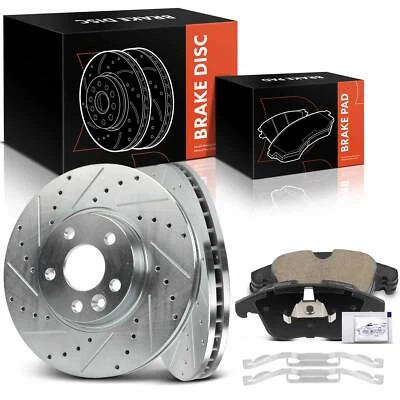 6x Drilled Brake Rotors +Ceramic Brake Pads for Land Rover Volvo S60 XC70 Front - Image 1 of 4