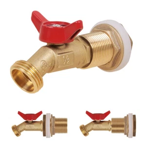 Brass Rain Barrel Spigot Quarter Turn Ball Valve Spigot with Bulkhead Fitting US - Picture 1 of 13