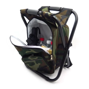 Foldable Outdoor Multi-Function Fishing Backpack Beach Chair Stool w/ Cooler Bag - Picture 1 of 12