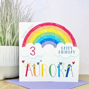 Personalisierte handgefertigte Regenbogen Geburtstagskarte 2. 3. 4. 5. 6. 7. 8. 9. - Bild 1 von 2