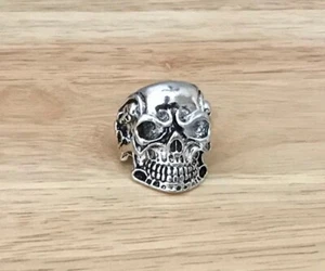 Stainless Steel Big Mens Gothic Biker Skull Ring  - Imagen 1 de 10