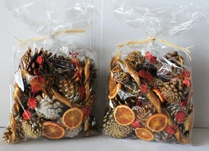 WEIHNACHTEN DUFTKEGEL MIX NATUR, GOLD GLITZER, WEISS, ORANGE SCHEIBEN, 2 BEUTEL - Bild 1 von 6