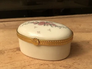 Lenox Floral Trinket box Oval Hinged Pink Roses - Picture 1 of 8