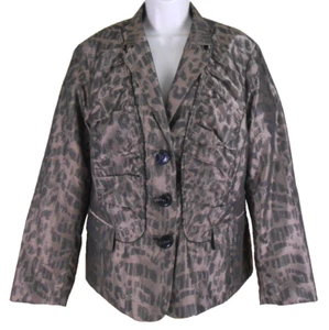 CHICOS Blazer Size 3 Metallic Gold Black Leopard Button Front Lined Dress Jacket - Picture 1 of 12