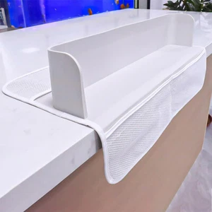 21.65" Bathtub Splash Guard & Bath Shelf Toddler Bath Tray for Kids Toys Storage - Picture 1 of 18