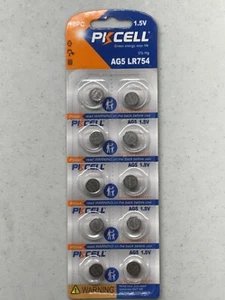 10 PK AG5 PKCELL LR48 393 LR754 SR 754 1.5V Alkaline Battery Watch USA FREE SHIP - Picture 1 of 1