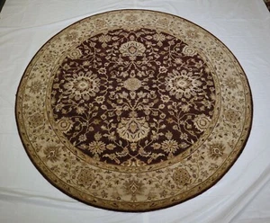 8 Fuß 0 Zoll x 8 Fuß 1 Zoll Runder Teppich, Oushak Teppich, Handgeknüpfter Teppich, Wolle Oriental Rund Teppich - Bild 1 von 5