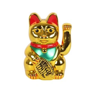 Katze Geld Glück winkende chinesische Glücksbox Neko Maneki Feng Reichtum Gold groß - Bild 1 von 2
