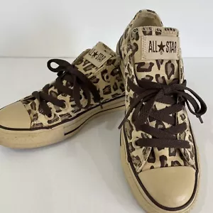 CONVERSE Safari Leopard Print Sneakers Chuck T Allstars Low Top Brown Women's 6 - Picture 1 of 9
