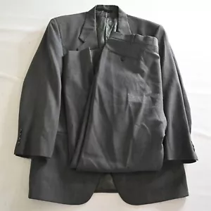 Vtg USA Made 42R 34x32 Gray Stripe Old Money Boxy Mens Jacket Pants Suit - Picture 1 of 24