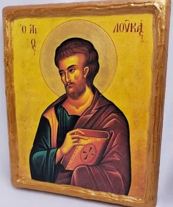 Lukas Lukas Loukas Apostel seltene Kunst griechisch orthodox byzantinische Ikone auf Holz - Bild 1 von 11
