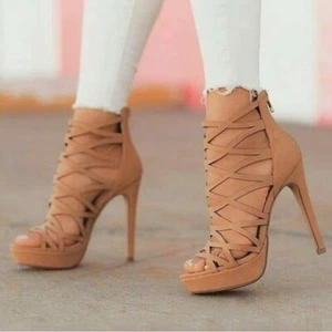 FASHION Women Sandals Platform Stiletto Sandals Brown Shoes Woman Big Size 4-20 - Picture 1 of 2