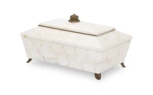 Caja de martillos blancos Maitland Smith Dartmouth, acentos de níquel - almacenamiento elegante - Imagen 1 de 12
