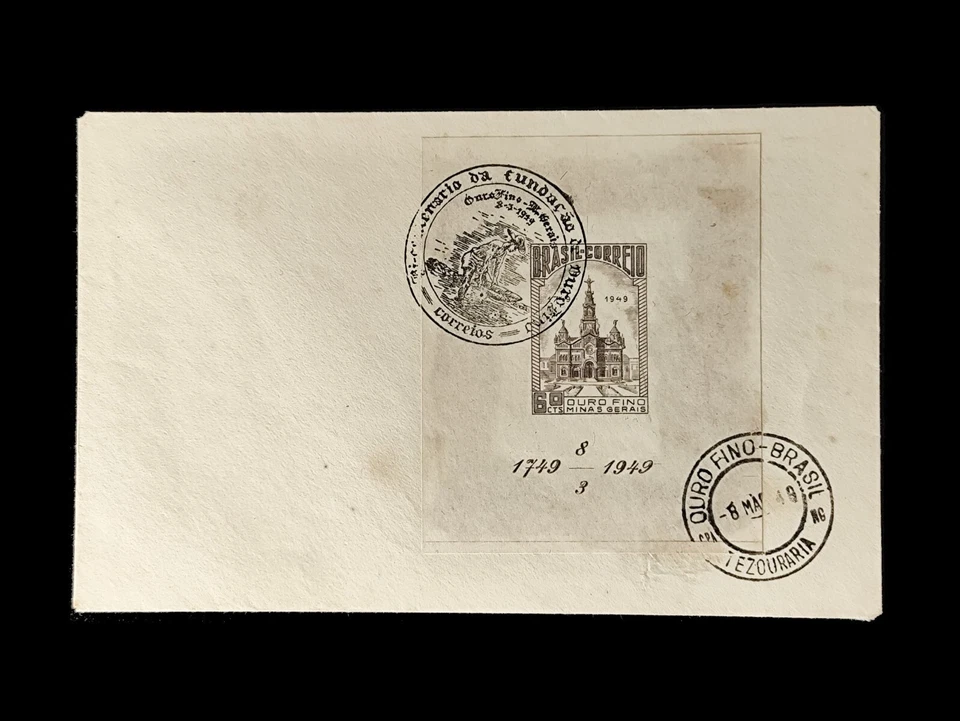 Brasil 1949 Bicentenario de Ouro Fino RHM B 11 Michel BR BL9 Foto 1 de 3