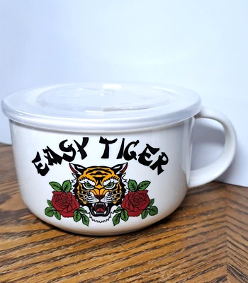 Taza Sopa Con Tapa Fácil Diseño Tigre Nueva Foto 1 de 4
