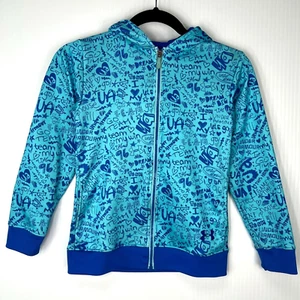 Under Armour Jacket Girl Youth Small Full Zip Hood All Over Print Hype Core Go - Picture 1 of 12