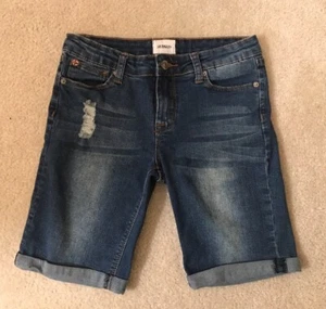 EUC! Girls Hudson Girls Destroyed Cuffed Stretch Boyshorts Sz 14 Cute Style! - Picture 1 of 3