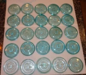 25 VINTAGE ALTE BLAUE GLAS KAUTION GRIFF EINMACHGLASDECKEL 3-1/8 ZOLL OD - 2-3/4 ZOLL ID - Bild 1 von 7