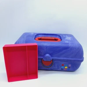 Vintage Caboodles Cosmetic Make Up Travel Hard Case Purple 2 Tier Tray Mirror - Picture 1 of 5
